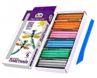 Пластилін Гамма.ua восковий "Творчість" 6 кольорів перламутр., зі стеком (20) (400303) 01213997 фото