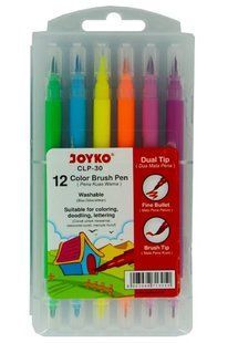 Фломастери Joyko CLP-30 12 кол Brush Pen двосторонні в футлярі (_/144) 01060253 фото