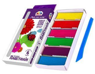Пластилін Гамма.ua восковий "Творчість" 6 кольорів флуоресц., зі стеком (20) (400304) 01213998 фото