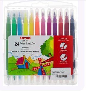 Фломастери Joyko CLP-31 24 кол Brush Pen двосторонні в футлярі (_/72) 01060254 фото