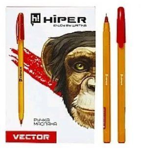 Ручка масляна Hiper Vector HO-600 0,7 мм червона (50/2000) 01136851 фото