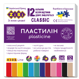 Пластилін Classic ZB.6233 12кол., 240гр (20) 01230605 фото