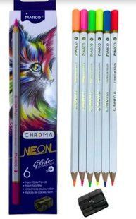 Олівці кольорові шестигранні Marco 8032-6CB Chroma з чинкою (24) 01222397 фото