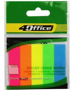 Індекси з липким шаром 4Office 4-435 12*50мм., Неон 5 кол.*20 арк. 03080530 (50) 01211026 фото