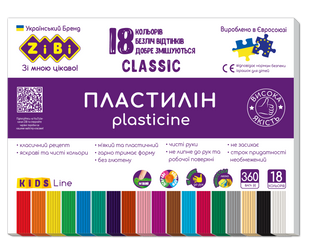 Пластилін Classic ZB.6235 18кол., 360гр (14) 01230606 фото