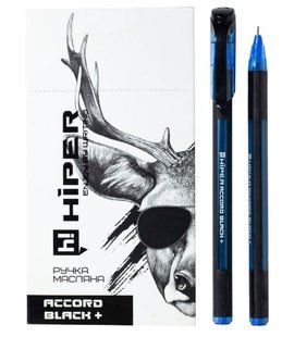 Ручка масляна Hiper Accord Black+ HO-550B 0.7 мм синя тригранна (50/2000) 01096271 фото